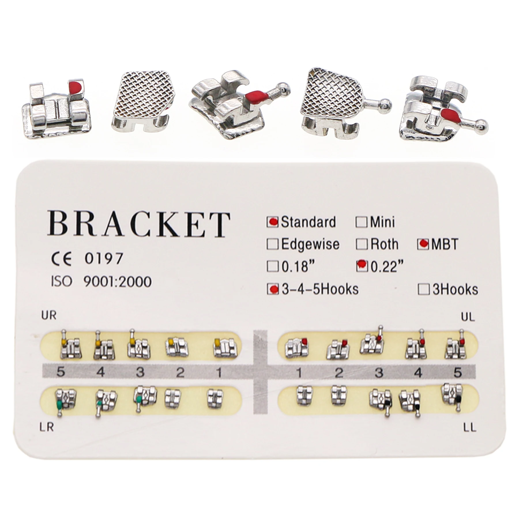 Стоматологический ортодонтический металлический кронштейн Стандартный MBT 022