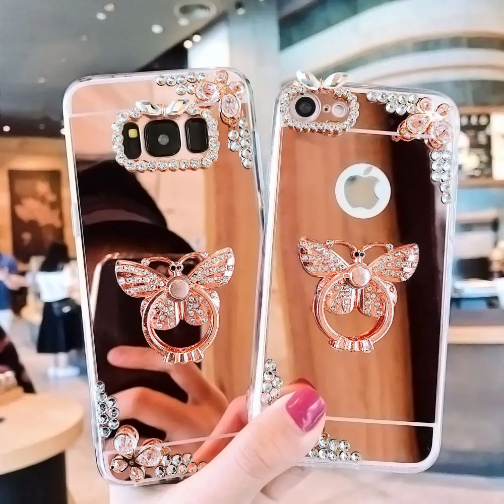 L-FADNUT для Samsung Galaxy S10 Case S10E S9 S8 Plus S7 Edge чехлы с блестящими бриллиантами кольцом на