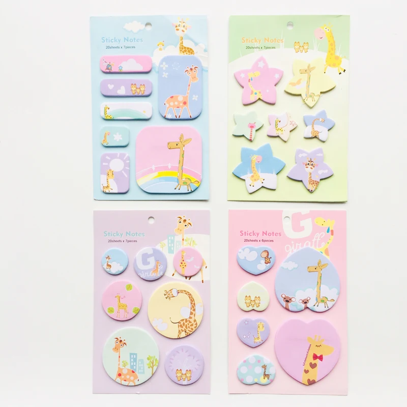 1X Kawaii яйцо лягушка блокнот для заметок Sticky Notes школьные канцелярские принадлежности - Цвет: 1 giraffe Random