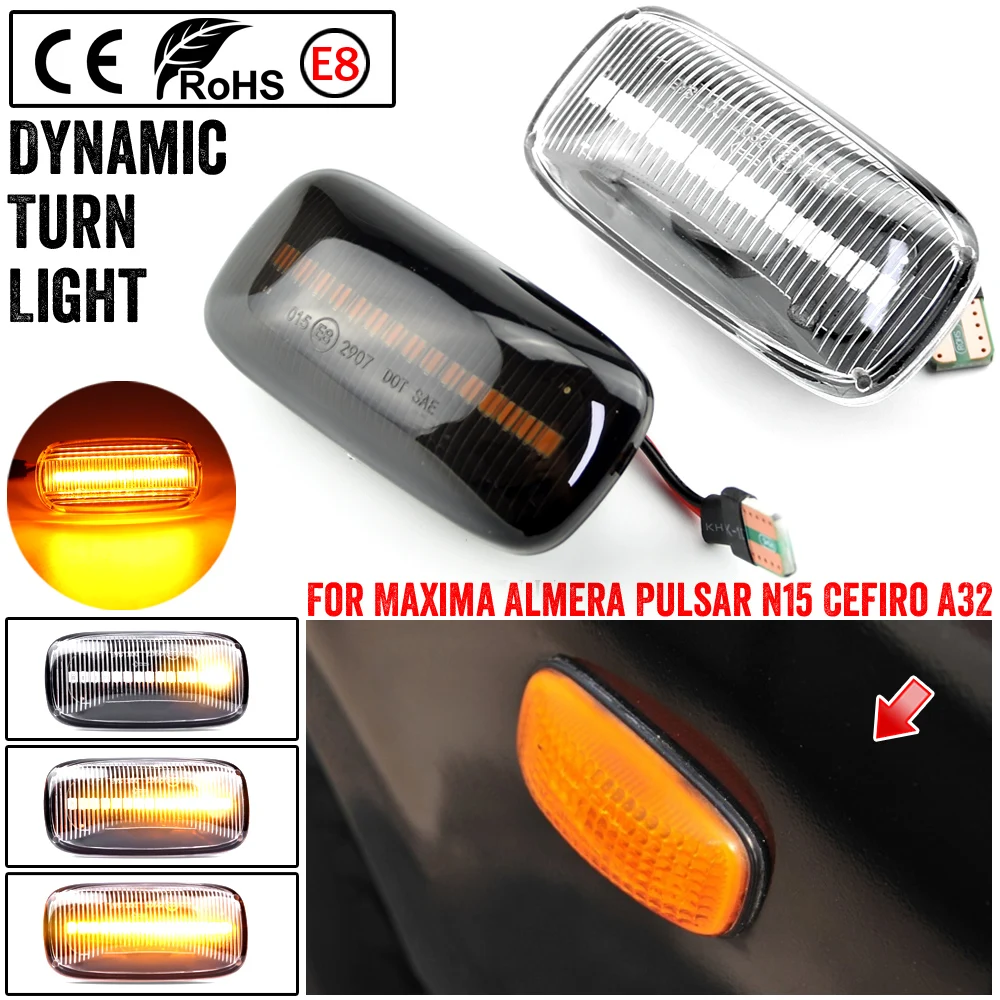 

For Nissan Maxima Almera Pulsar N15 Cefiro A32 1995-2000 Car Led Dynamic Turn Signal Light Side Marker Fender Lamp Indicator