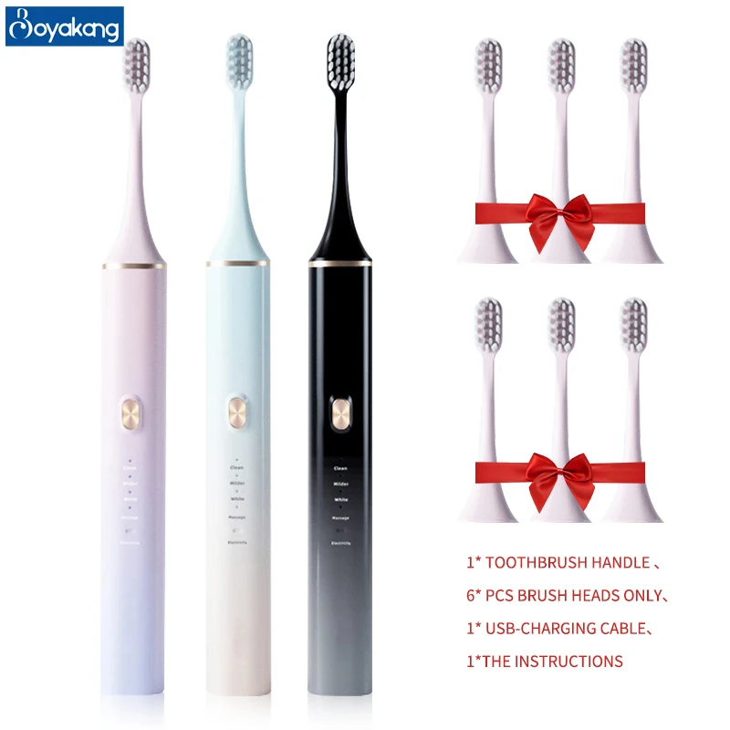 Boyakang Sonic Electric Toothbrush 4 Cleaning Modes IPX7 Waterproof USB Charger  Dupont Bristles  Smart Timing BYK39