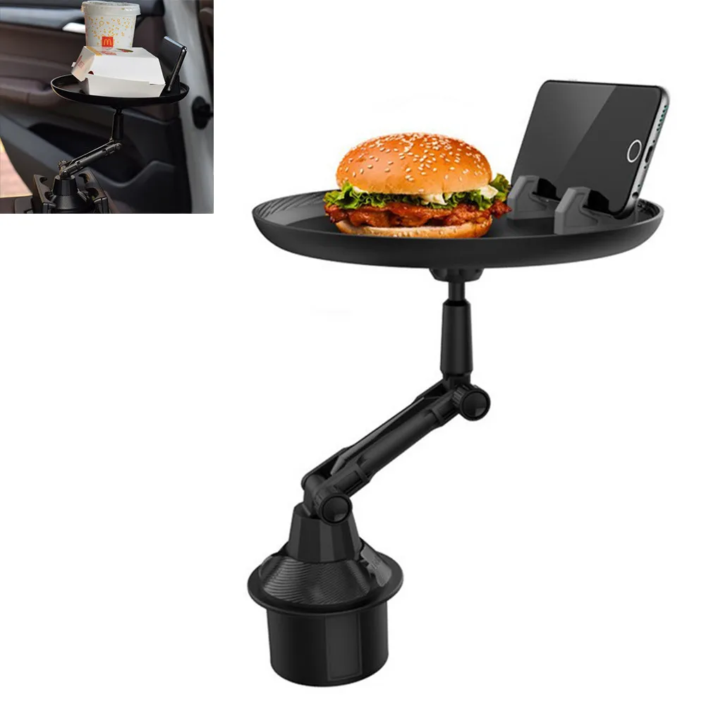 car holder stable creative tray rack cup plastic black mobile phone food holder small dining table for car interior parts free global shipping