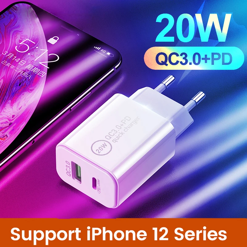 

Зарядное устройство USB Type C 20 Вт, быстрое устройство PD3.0, USB-C, для Macbook Pro, iPhone 12, Samsung, Huawei