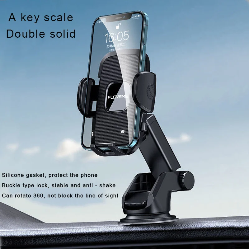 Sucker Car Phone Holder Mount Stand GPS Telefon Mobile Phone Support Holder For iPhone 13 Samsung Huawei Honor Xiaomi Redmi