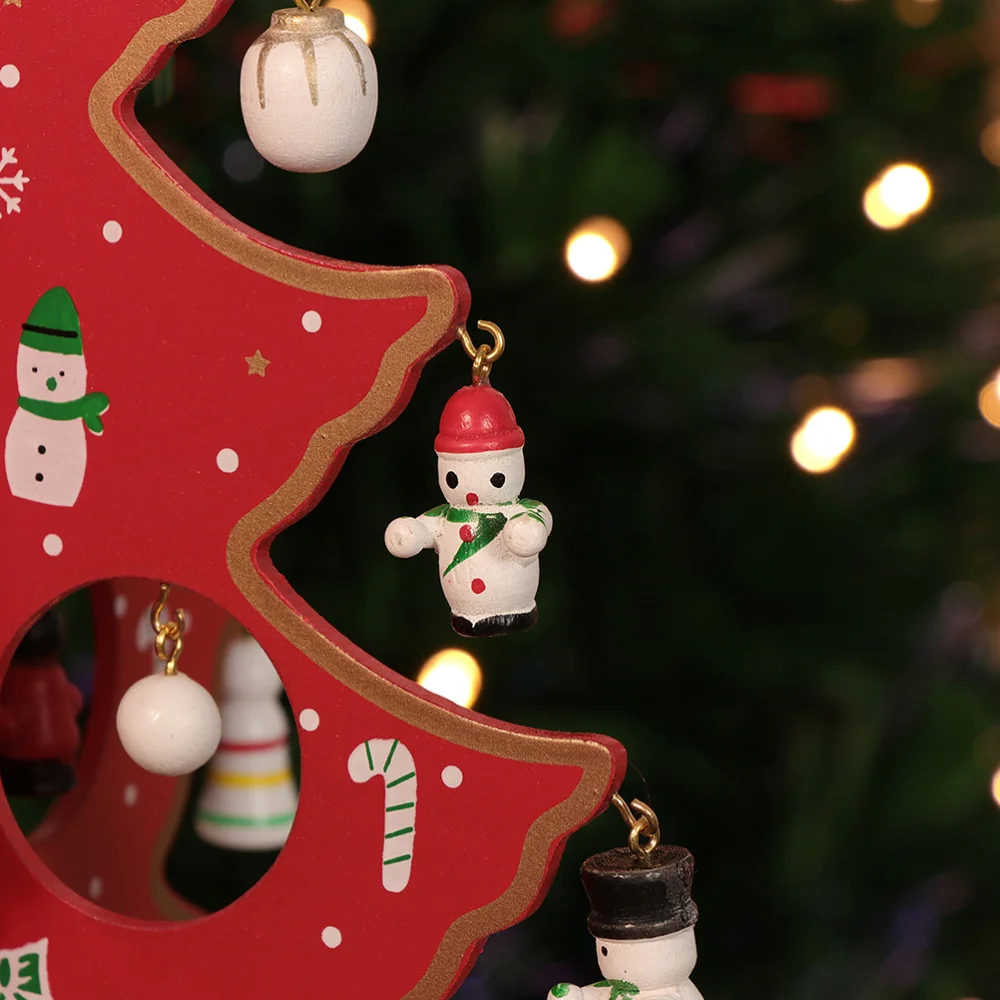 

30CM Christmas Tree Wooden Mini Christmas Tree Desktop Tabletop Decoration Arts Crafts Gift for Home Party Wedding Decor Random