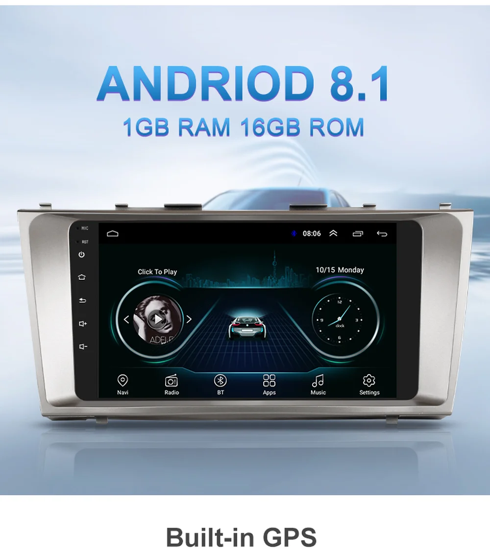 Автомобильный мультимедийный плеер 9 дюймов Android 8 1 GPS навигация стерео