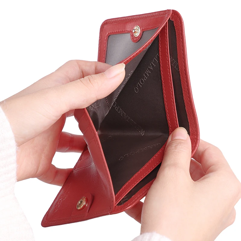 100% leather high-quality ultra-thin wallet credit card holder ladies short design 2020 new style