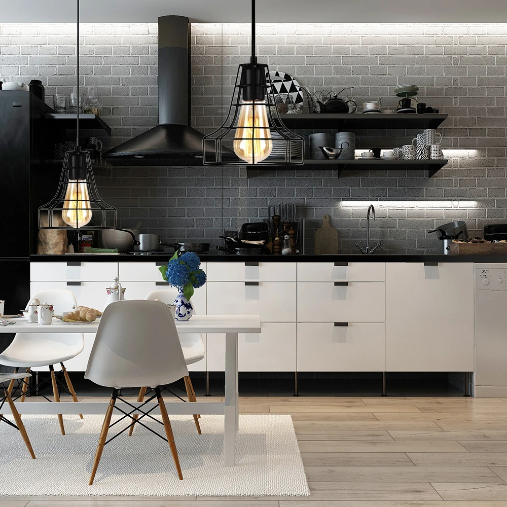 

Lampshade Lamp Bases Only Retro Edison Metal Wire Cage Shaped Hanging Pendant Light Shade Chandelier Lamp Cover Without Bulb