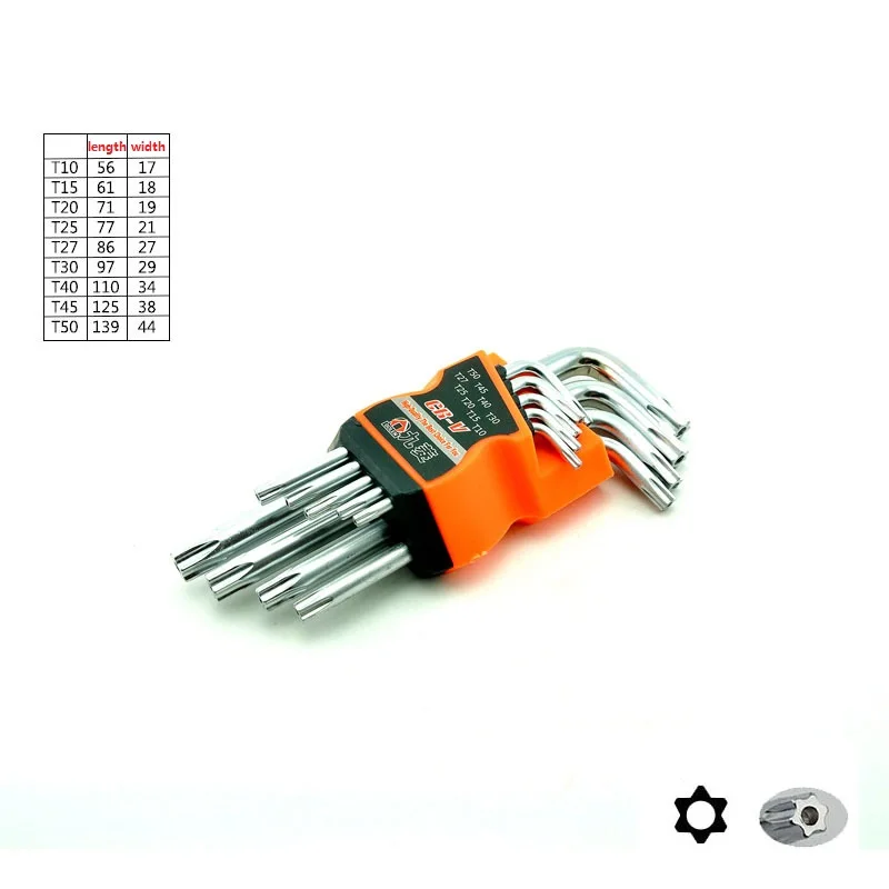 

Hot 9Pcs Double Wrench Set Ended Hex Socket Wrench Torque Key Bionic Hex Key Allen Wrench L-type Repair Tool Spanner Set