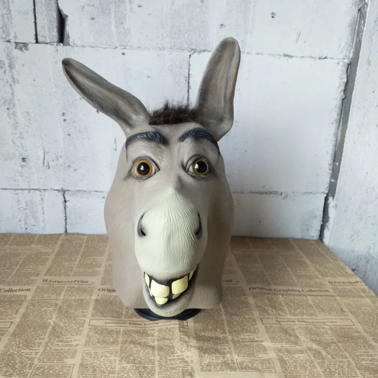 

Adult Creepy Funny Latex Donkey Horse Head Animal Mask Halloween Cosplay Zoo Props Party Festival Costumes Mask one size