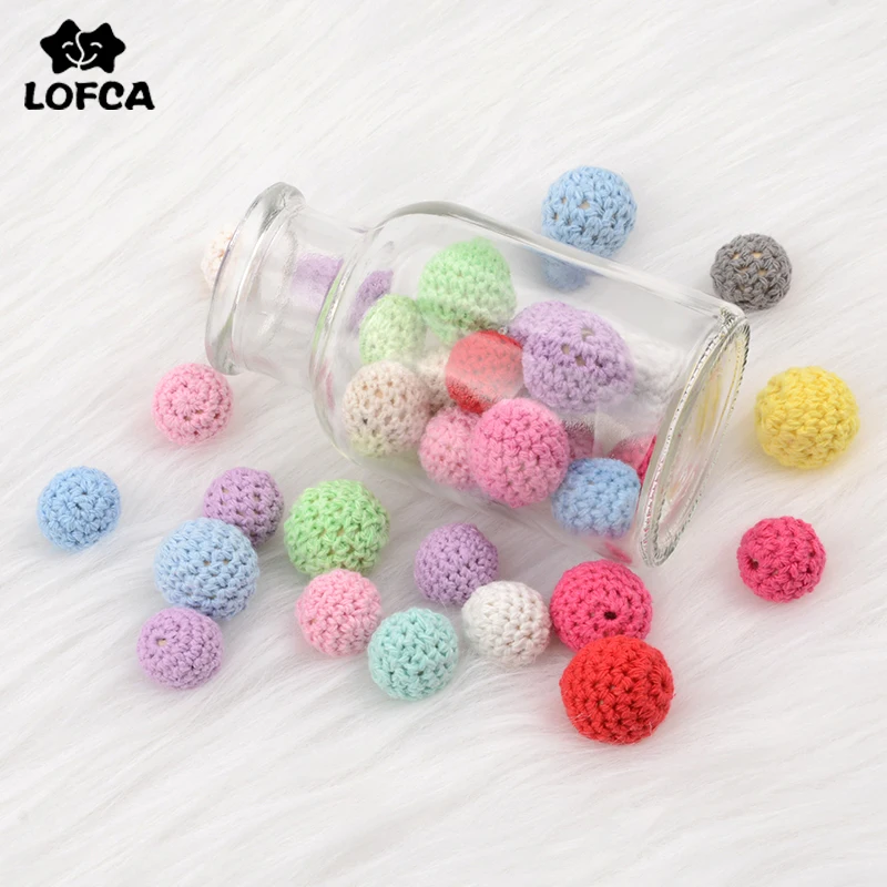 LOFCA-Cuentas de ganchillo de madera para beb&eacute;, roedores de grado alimenticio, DIY, colgante, collar, mordedor, productos para ni&ntilde;os, 20 Uds.-4