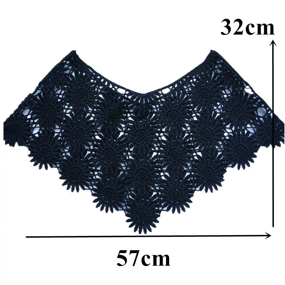 Черная ткань воротник вышитый цветок полые аппликации пришить патч для платья