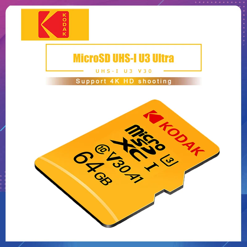 Kodak карта памяти 256 ГБ 128 Гб 64 U3 32 Micro sd класс 10 UHS-1 флэш-карты Microsd TF/sd карты s для