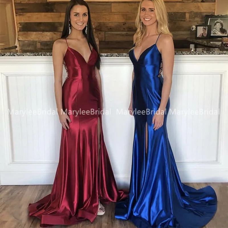 Женское вечернее платье со шлейфом винно-Красное длинное с V-образным вырезом