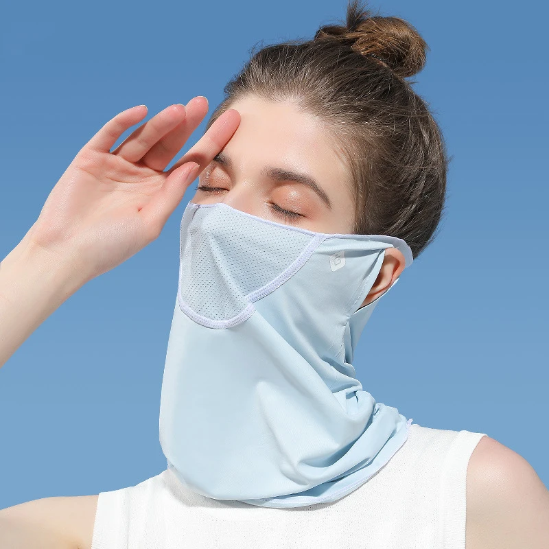 

2021 New Summer Women Sun Protective Scarf Outdoor Cycling Hinking Dustproof Windproof Ear-hanging headscarf Bandana Face Mask