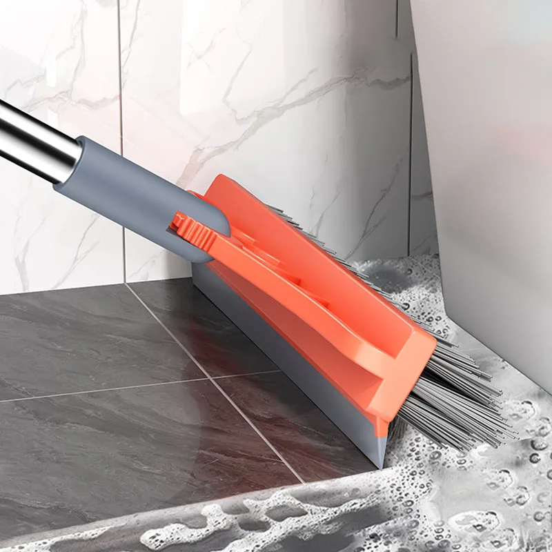 floor brush bathroom accessories pool bathtub window slot gap 120° v type stainless metal long handle bristles tile cleaning free global shipping