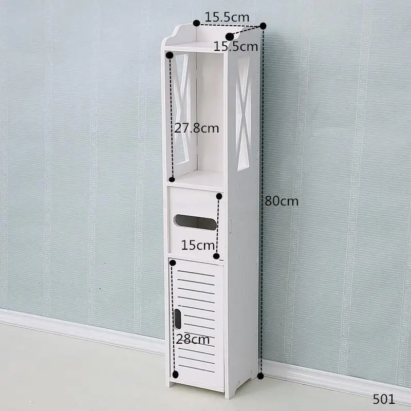 

Household Standing Toiletry Organizer Corner Shelf Waterproof PVC Rack with Tissue Holder for Bathroom Room Saver