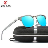 felres aluminum magnesium frame square polarized sunglasses for men half frame outdoor driving fishing anti glare glasses f046