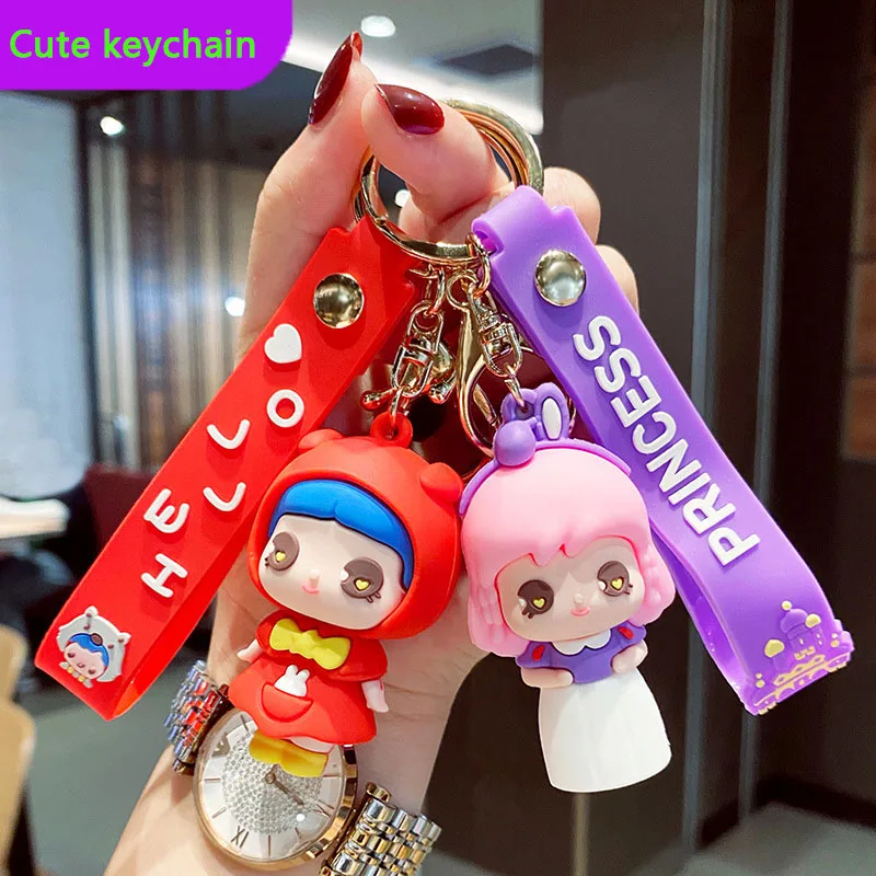 

Creative Cute Fairy Tale Keychain PVC Soft Rubber Doll Car Key Ring Chain Bag Small Pendant Accessory Jewelry Gift
