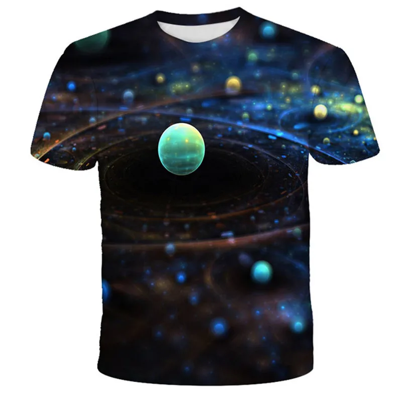 

Funny 3D Starry Sky Baby Boy Clothes T-shirt Kids Solar System Printed Short Sleeve Summer Tops Trendy Streetwear Costume Tees