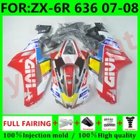 new motorcycle injection mold fairings kit fit for kawasaki ninja zx 6r zx6r 636 2007 2008 07 08 bodywork fairing set red white