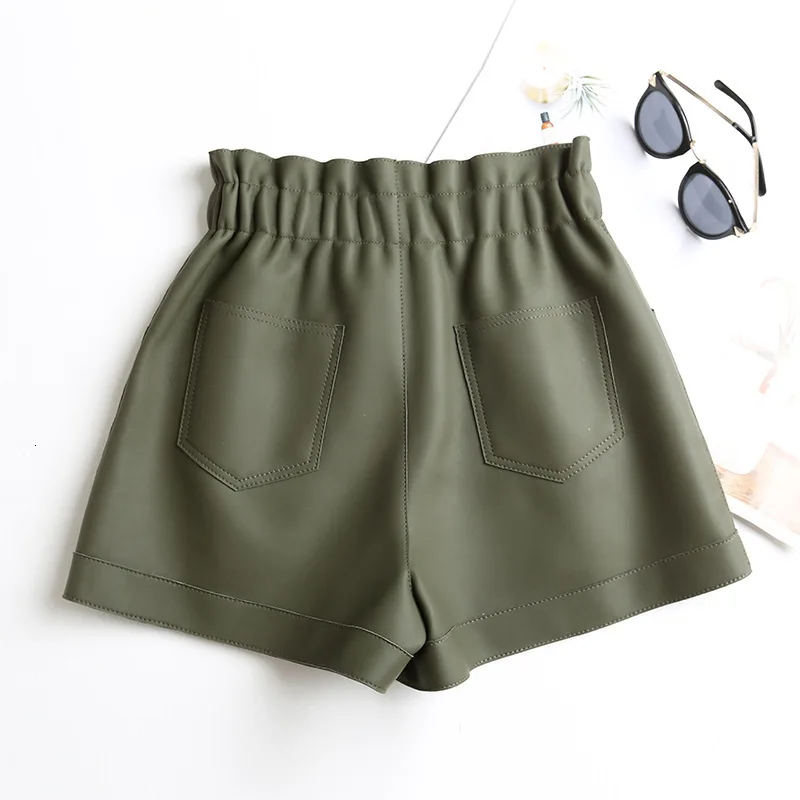 Женские шорты из натуральной кожи женские 100% овчины офисные с высокой талией |