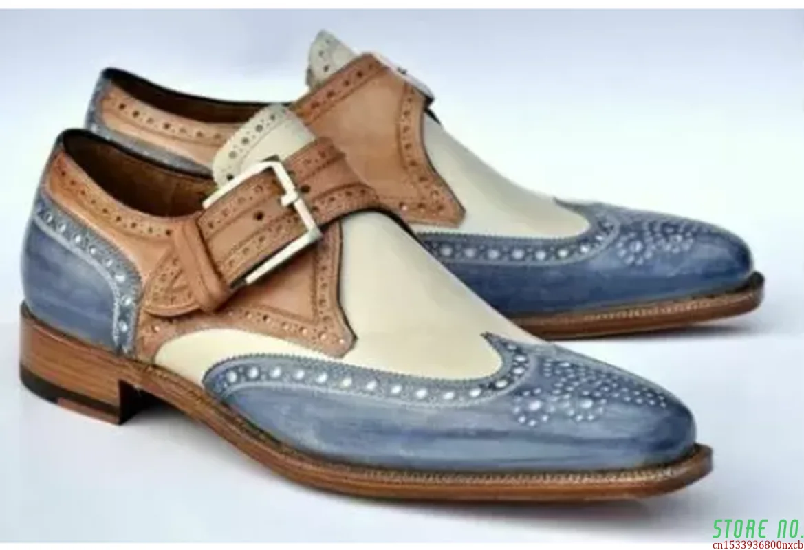 

Men's Dress Shoes New Fashion Pu Leather Buckle Strap Business Shoes Casual High Quality Shoes for Men Zapatos De Hombre AG008