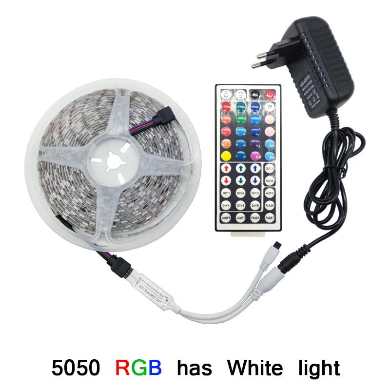Светодиодный светильник RGB 5050 SMD 2835 гибкая лента fita светодиодный светильник RGB 5 м 10 м 15 М лента диод DC 12 В+ пульт дистанционного управления+ адаптер
