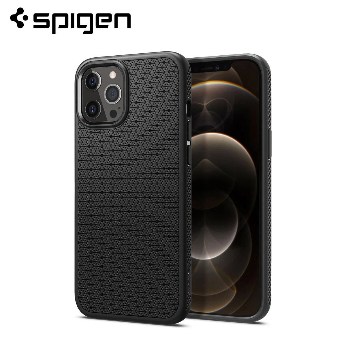 Чехол Spigen с жидким воздухом для iPhone 12 Pro / (6 1 дюйма) матовый черный гибкий