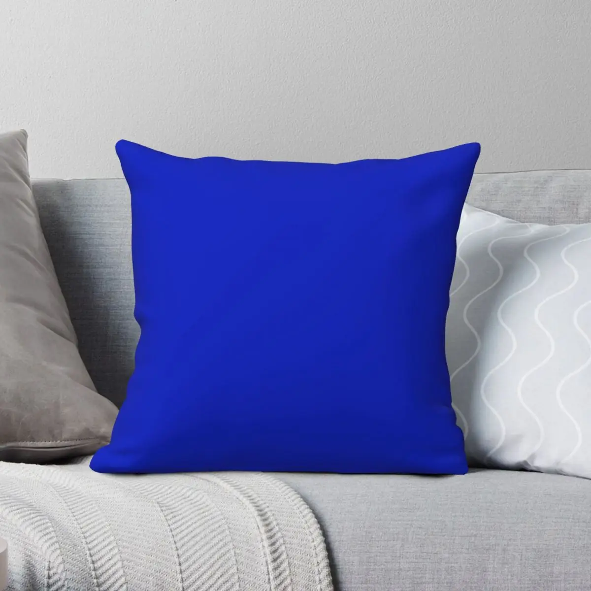 Cheapest Solid Deep Cobalt Blue Color Square Pillowcase Polyester Linen Velvet Zip Decor Room Cushion Cover 45x45