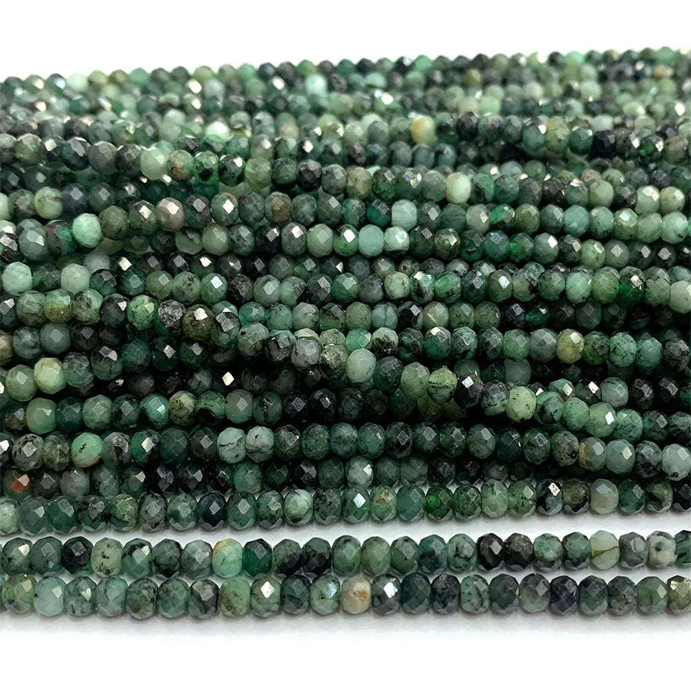 

Veemake Emerald Faceted Small Rondelle Beads For Jewelry Making Natural DIY Necklace Bracelets Earrings Ring Crystal Gemstones