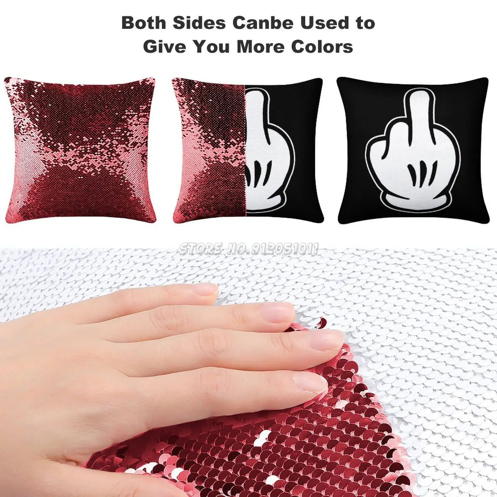 Средний палец в Мышь Sequin Подушка на заказ кафе дом Декор Наволочка Цвет изменение