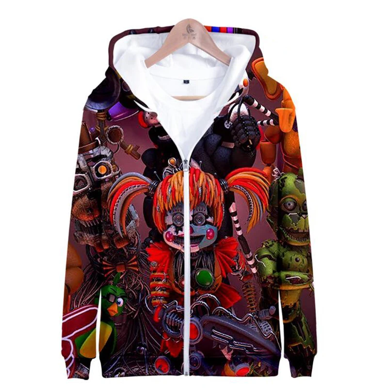 

Anime FNAF Five Nights At Freddy Oversized Zip Up Women/Men Hoodies Sweatshirts Sweatshirts Hip Hop Cosplay Zipper Hooded Jacket