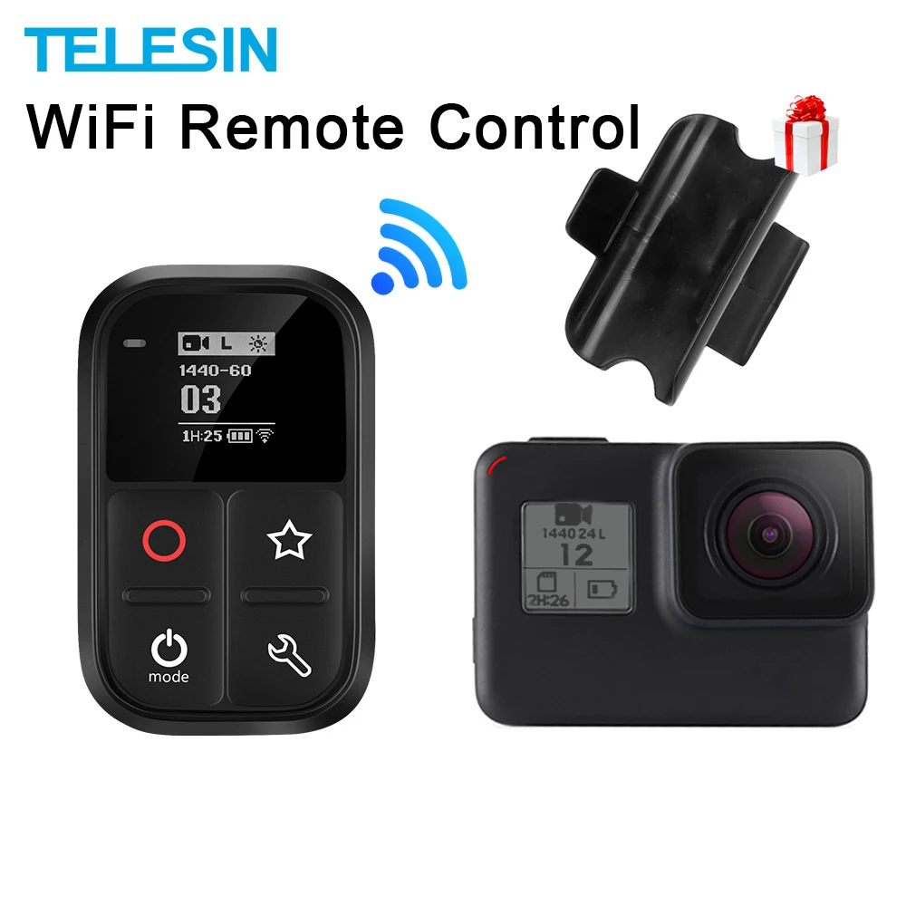 TELESIN 80M Wifi Пульт дистанционного управления для Gopro Hero Black 8 7 6 5 4 Session самолюминесцентный oled-экран дистанционный набор и ярлык