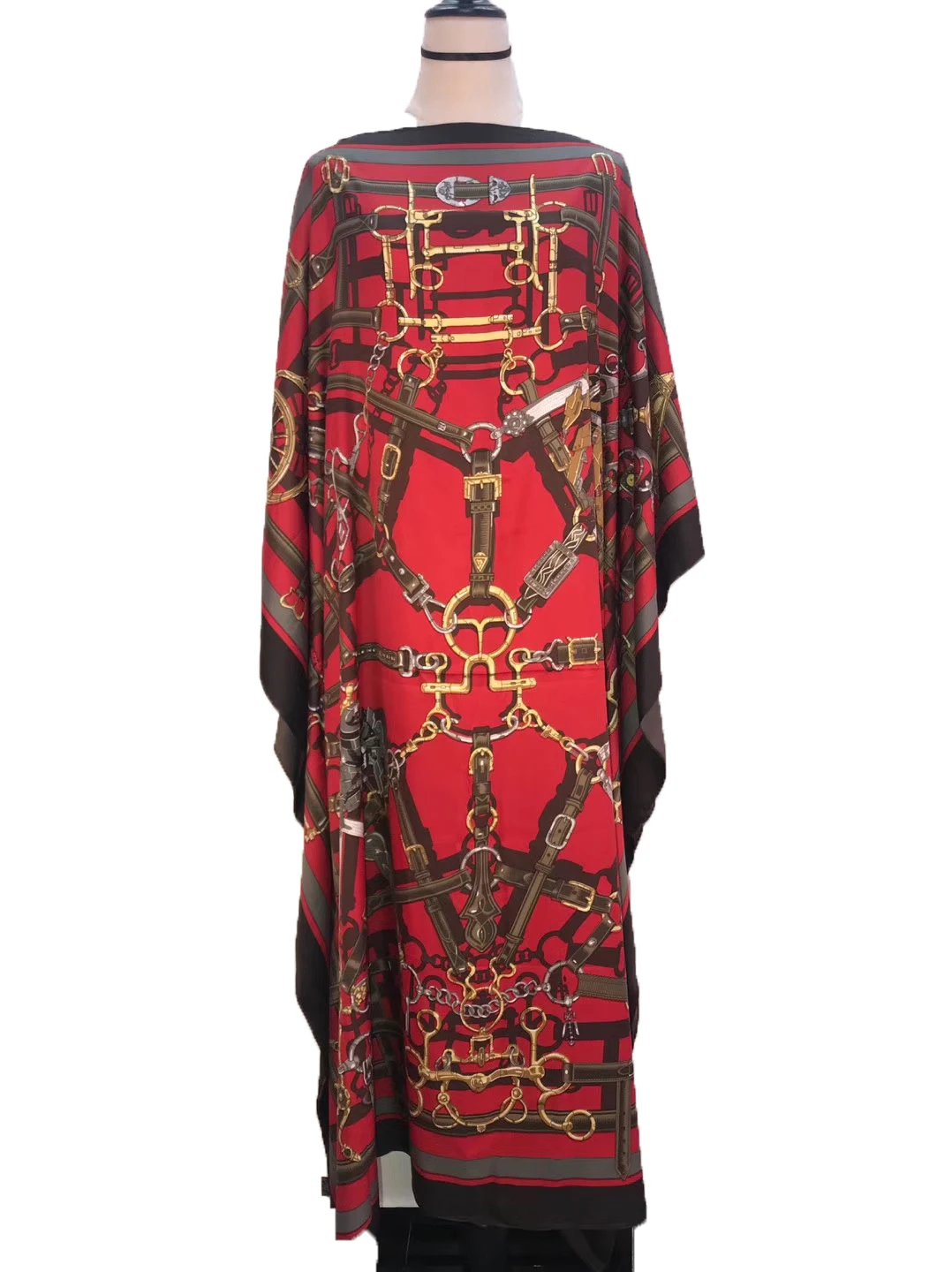 

Dubai Abaya 2021 Causal Batwing Sleeve Printed Bohemian Maxi Dress KD Popular vetement femme 2021Silk KAftan Dressses