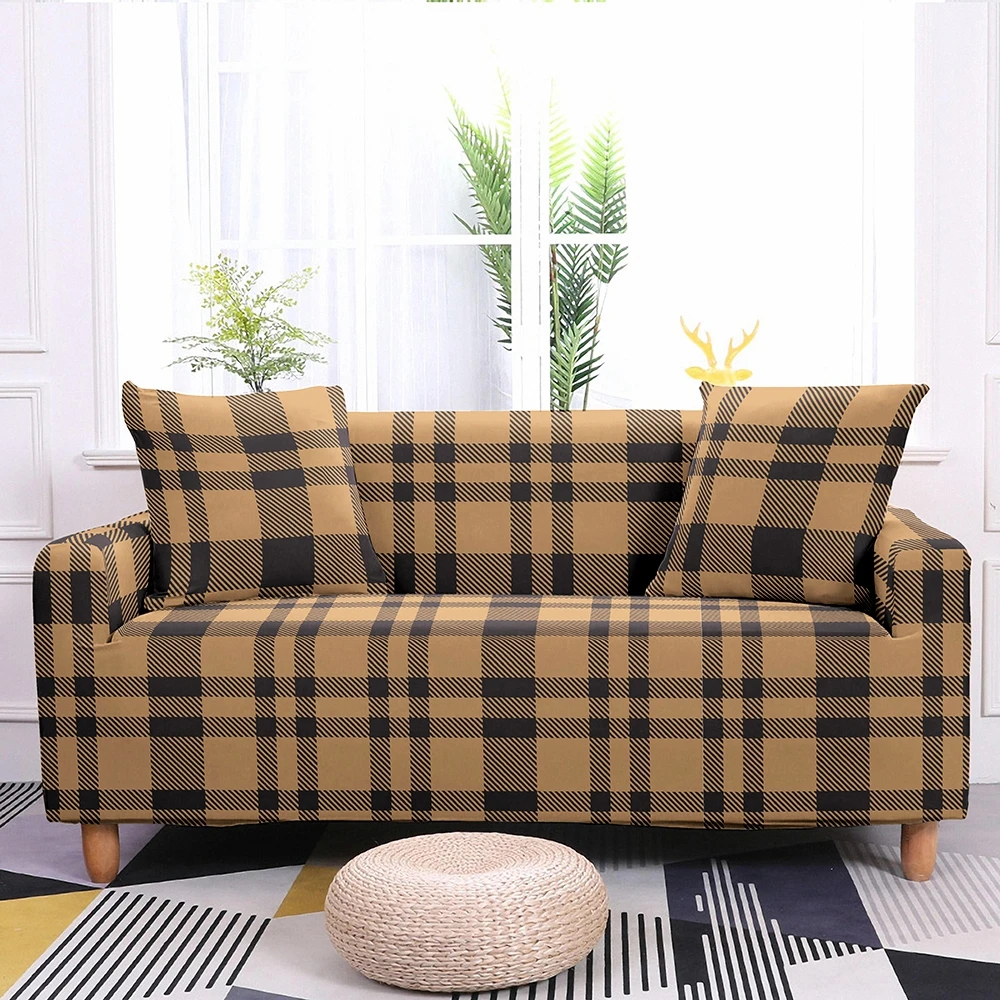 Home Plaid Sofa Cover Elastic Slipcovers Corner Towel Couch Covers for Living Room 1/2/3/4 Seater | Дом и сад