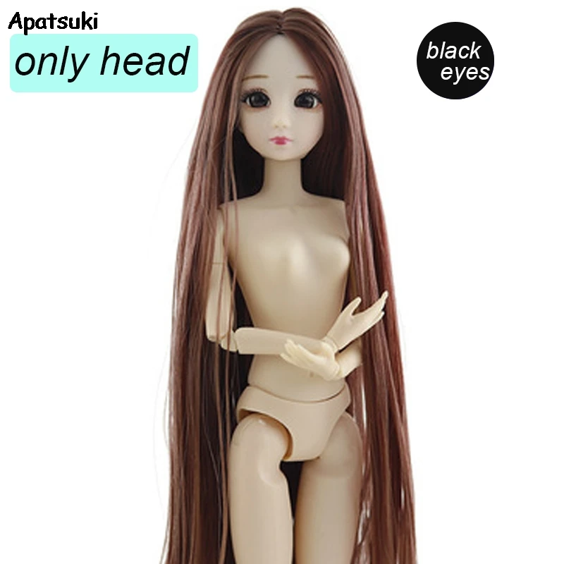 

Doll Head with Long Brown Straight WIG Hair For 1/6 BJD Doll Heads for 11.5" Dolls Accessories DollHouse Kids & Baby DIY Toys