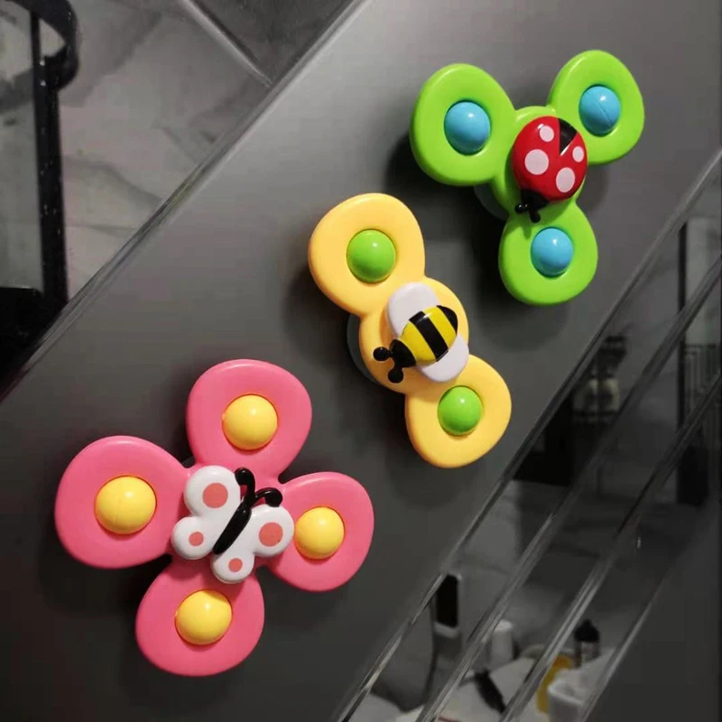 1PC Spinning Top Bath Toys for Children Cartoon Flower Fidget Gyro Spinner Kids Develop Educational Baby Rattle Toy for Kids