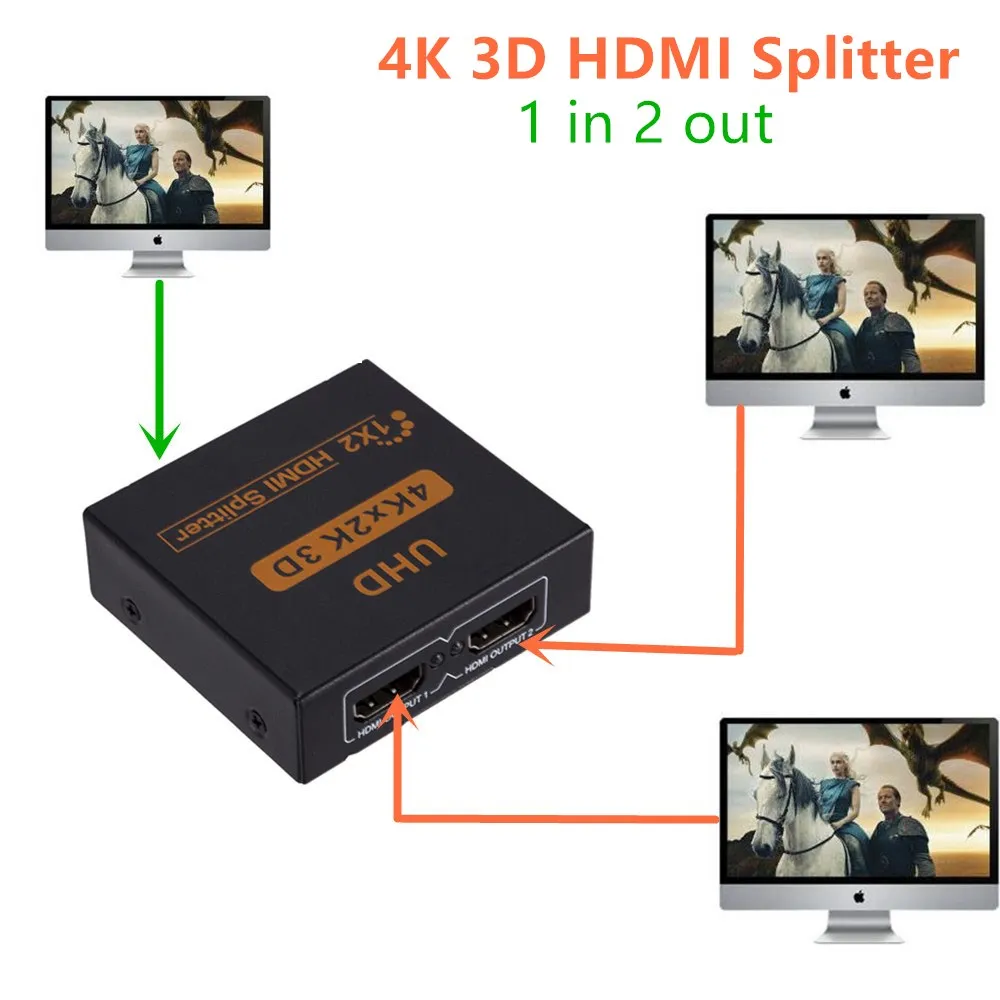 4K HDMI-совместимый сплиттер 1080P видео коммутатор 1 в 2 выхода усилитель двойной