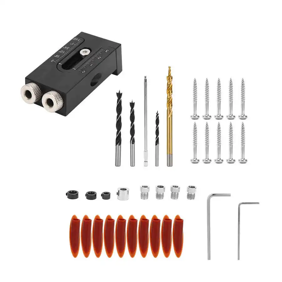

Pocket Hole Jig Kit Oblique Drilling Locator Double Woodwork Guides Joint Angle Tool Carpentry.
