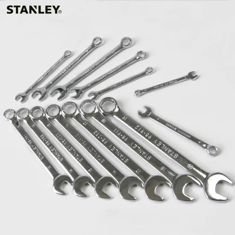 Stanley thin standard combination wrench metric 6 7 8 9 10 11 12 13 14 15 16 17 18 19 hand universal spanners mechanic tools set |