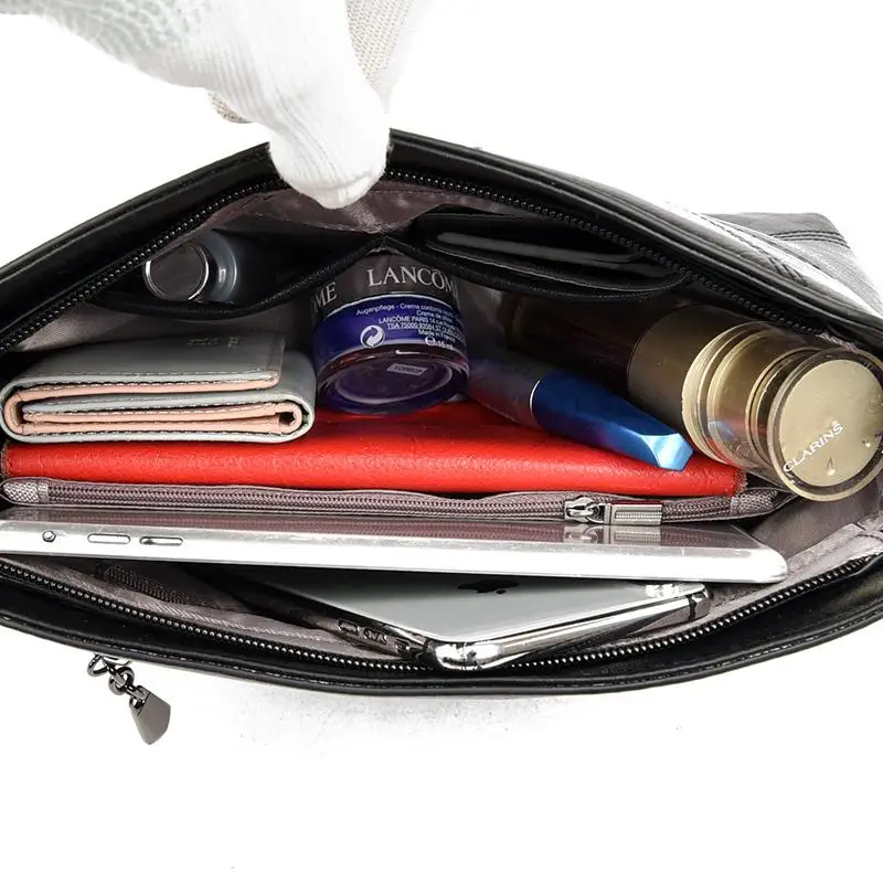 

2021 plaid shoulder bags for women handbags purse simple chic leather female sling bag elegant black lady crossbody tote bag sac