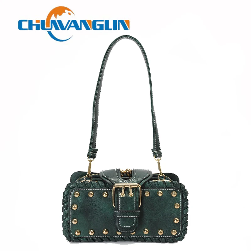 

Chuwanglin Fashion New Handbags Quality PU leather Women bag Retro Lady Hand bag Rivet Shoulder Female Messenger bag 5101011