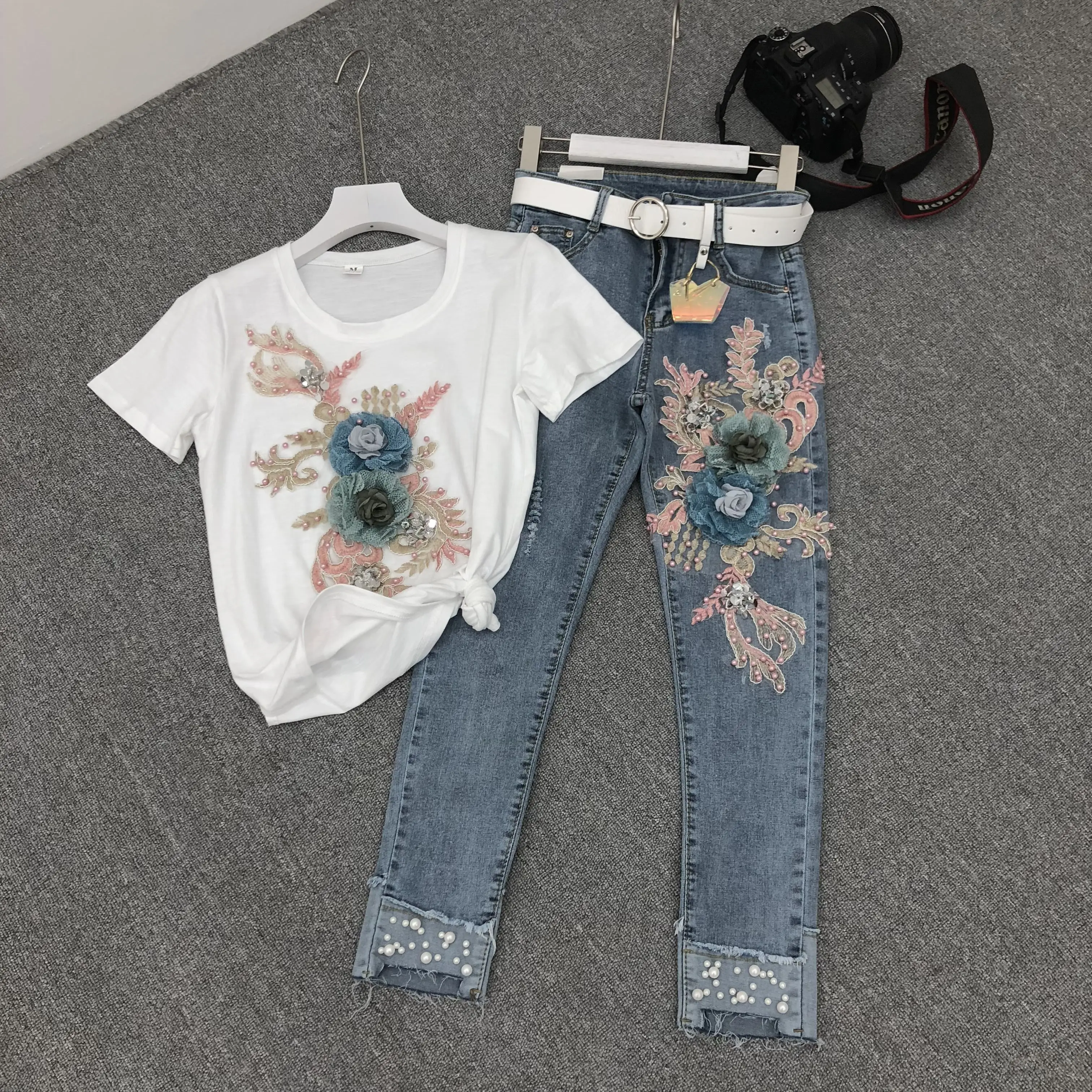 Весенне летний женский комплект из двух предметов для девочек новые эластичные