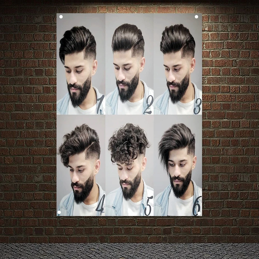 

Sculpture Pomade Canvas Painting Men's Short Hairstyle Barber Shop Poster Signboard Tapestry Banner Flag Wall Hanging Home Decor
