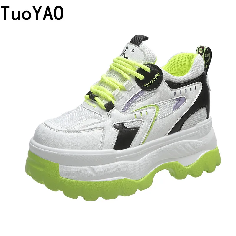 

Thick Sole Women Breathable Mesh Dad Shoes Fashion Women High Platform Outdoor Sport Sneakers Trainers White Chunky Shoes Female
