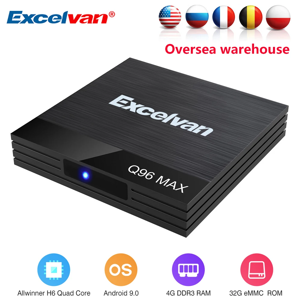 ТВ приставка Excelvan Q96 Max Android 9 0 4 Гб ОЗУ + 32 ПЗУ Allwinner H6 USB3.0 100 Мбит/с 2 4G WiFi
