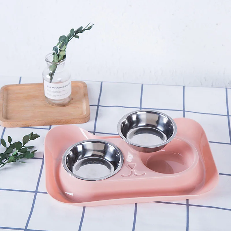 Pet Double Bowls Food Water Feeder Stainless Steel Cat Bowl for Dog Puppy Cats Pets Supplies Feeding Dishes Dropship | Дом и сад
