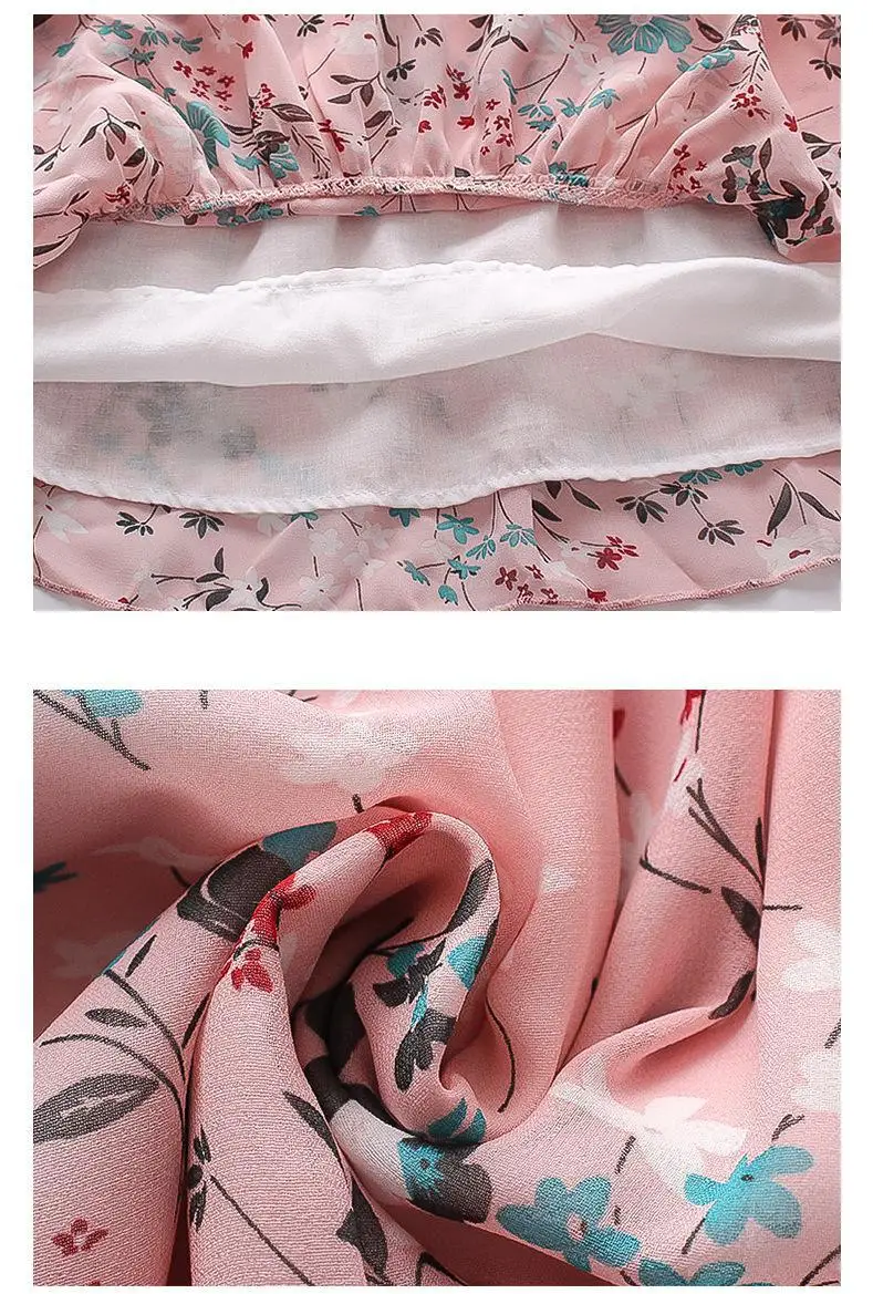 

Kids Dress Chiffon Floral Pattern Beach Dresses For Girl Bohemia Casual Children Sundress Teenage Costume Girls 6 8 10 12 13 14Y