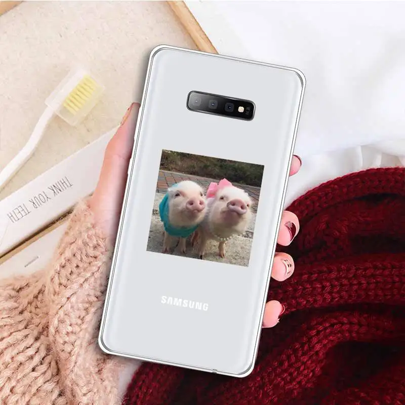 

Cute Little Pink Pet Pig animal Phone Case Transparent For Samsung Galaxy A 71 21s S note 8 9 10 plus 20 ultra